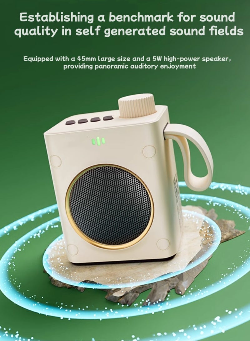 Portable Bluetooth Speaker, Small Wireless Speaker, Mini High Pitched, Outdoor Portable, Cream White - Image 3
